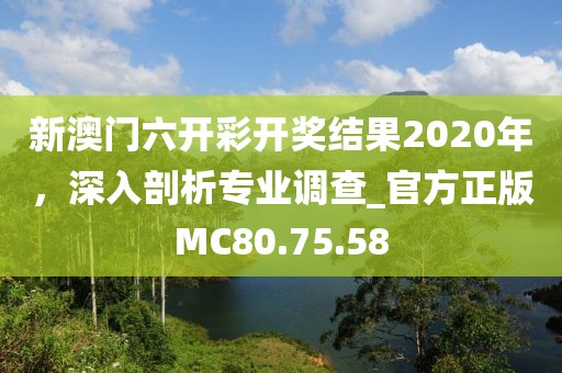 新澳門六開彩開獎結果2020年，深入剖析專業(yè)調查_官方正版MC80.75.58