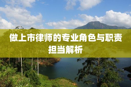 做上市律師的專(zhuān)業(yè)角色與職責(zé)擔(dān)當(dāng)解析