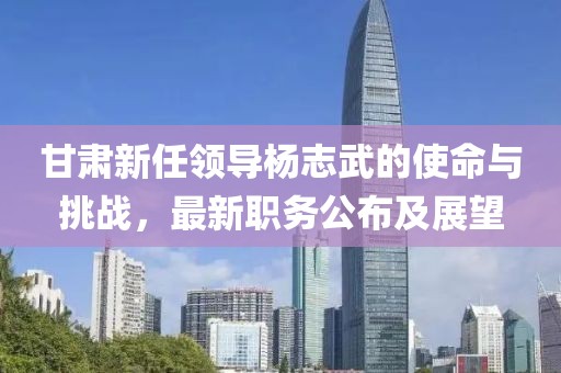 甘肅新任領(lǐng)導(dǎo)楊志武的使命與挑戰(zhàn)，最新職務(wù)公布及展望