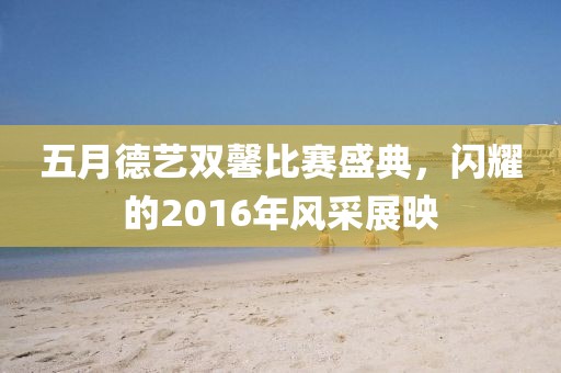 五月德藝雙馨比賽盛典，閃耀的2016年風(fēng)采展映