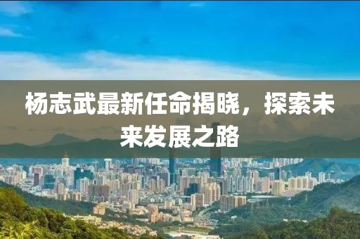 楊志武最新任命揭曉，探索未來(lái)發(fā)展之路