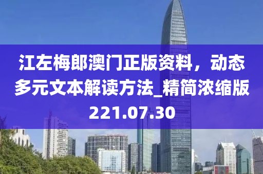 江左梅郎澳門正版資料，動態(tài)多元文本解讀方法_精簡濃縮版221.07.30